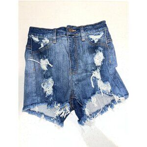 Fashion Nova Jean Shorts Women Size 3 26X3 Distressed Cut Offs